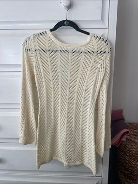 Cream Pointelle Knit Mini Dress Coverup